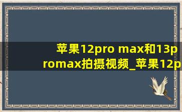 苹果12pro max和13promax拍摄视频_苹果12pro max和13promax拍照